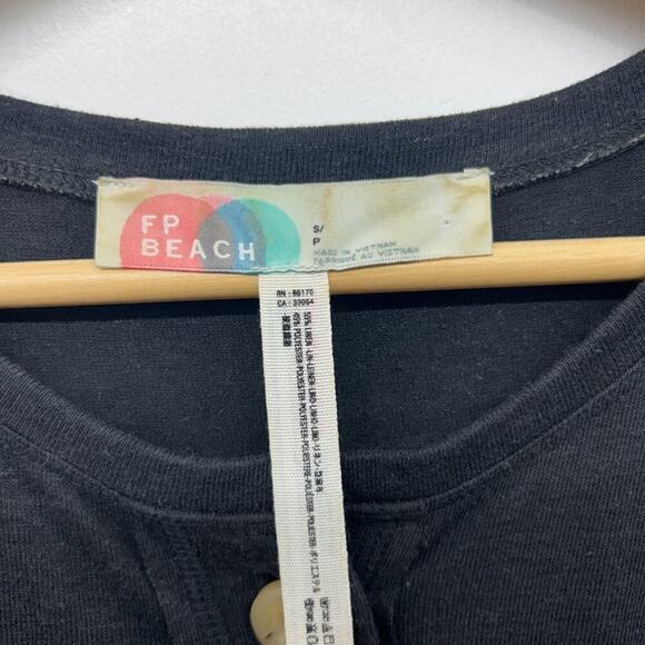 Free People Beach Black Wide Leg Belted Button Lighthouse Crop Jumpsuit Small - Picture 6 of 6